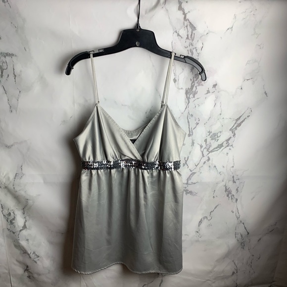 Express Silver Sequin Tank Top - Picture 3 of 7